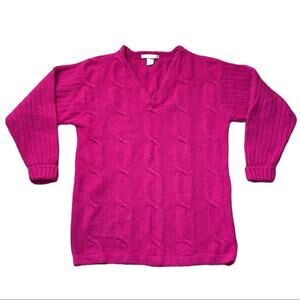 The Limited Lambswool Angora Barbiecore
Pink Fuchsia Cable Knit Sweater M
